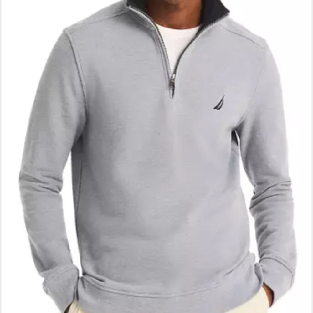 Nautica Men's Light Gray Zip-Up Sweater XL